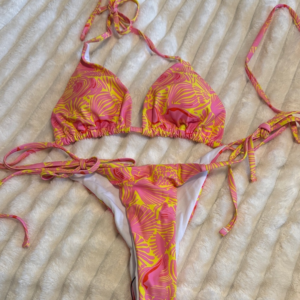 SHEIN Pink and Yellow Bikini